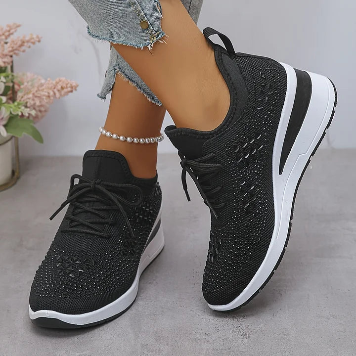 Lucia | Sparkle Wedge Sneakers With Lace-Up Front