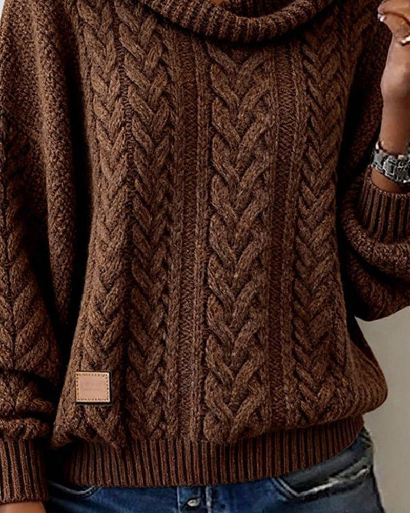 Margot | Cable Knit Sweater With Cowl Neck