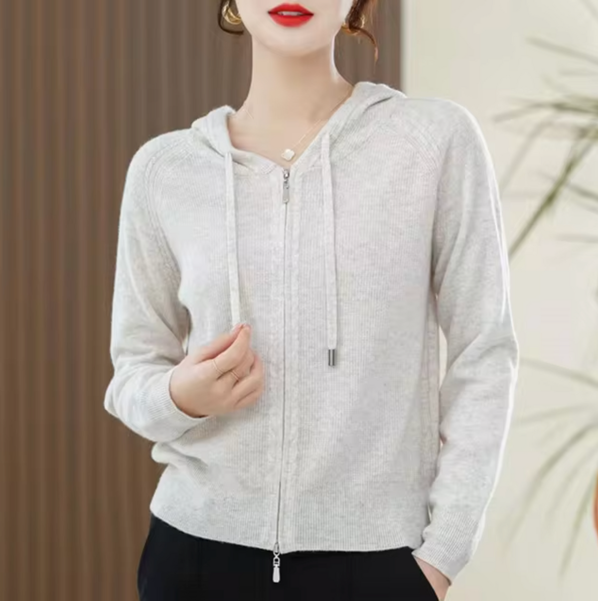 Kitty | Cashmere-Blend Knit Zip Hoodie