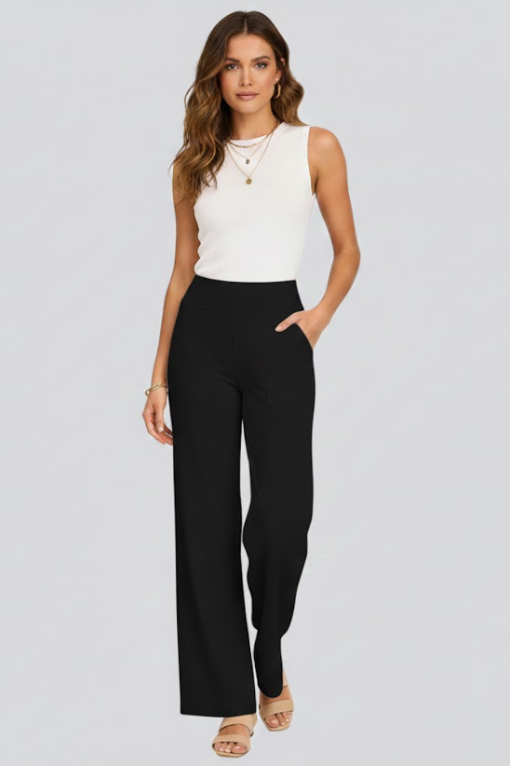 Emilia | High-Waisted Wide-Leg Pants With Pockets