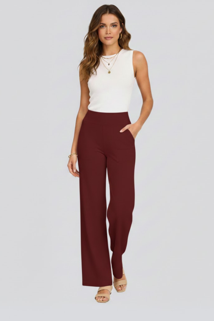 Emilia | High-Waisted Wide-Leg Pants With Pockets