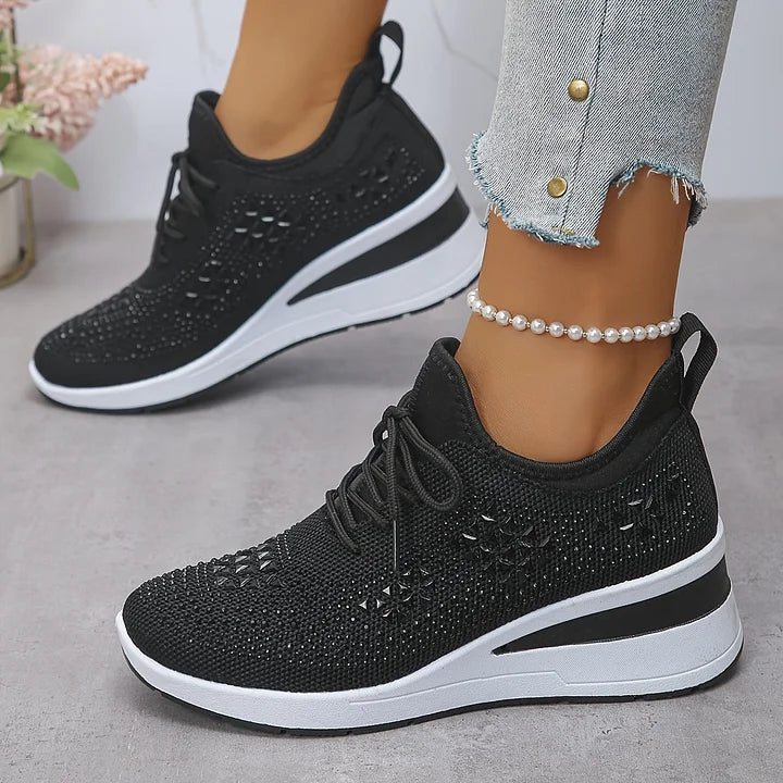 Lucia | Sparkle Wedge Sneakers With Lace-Up Front