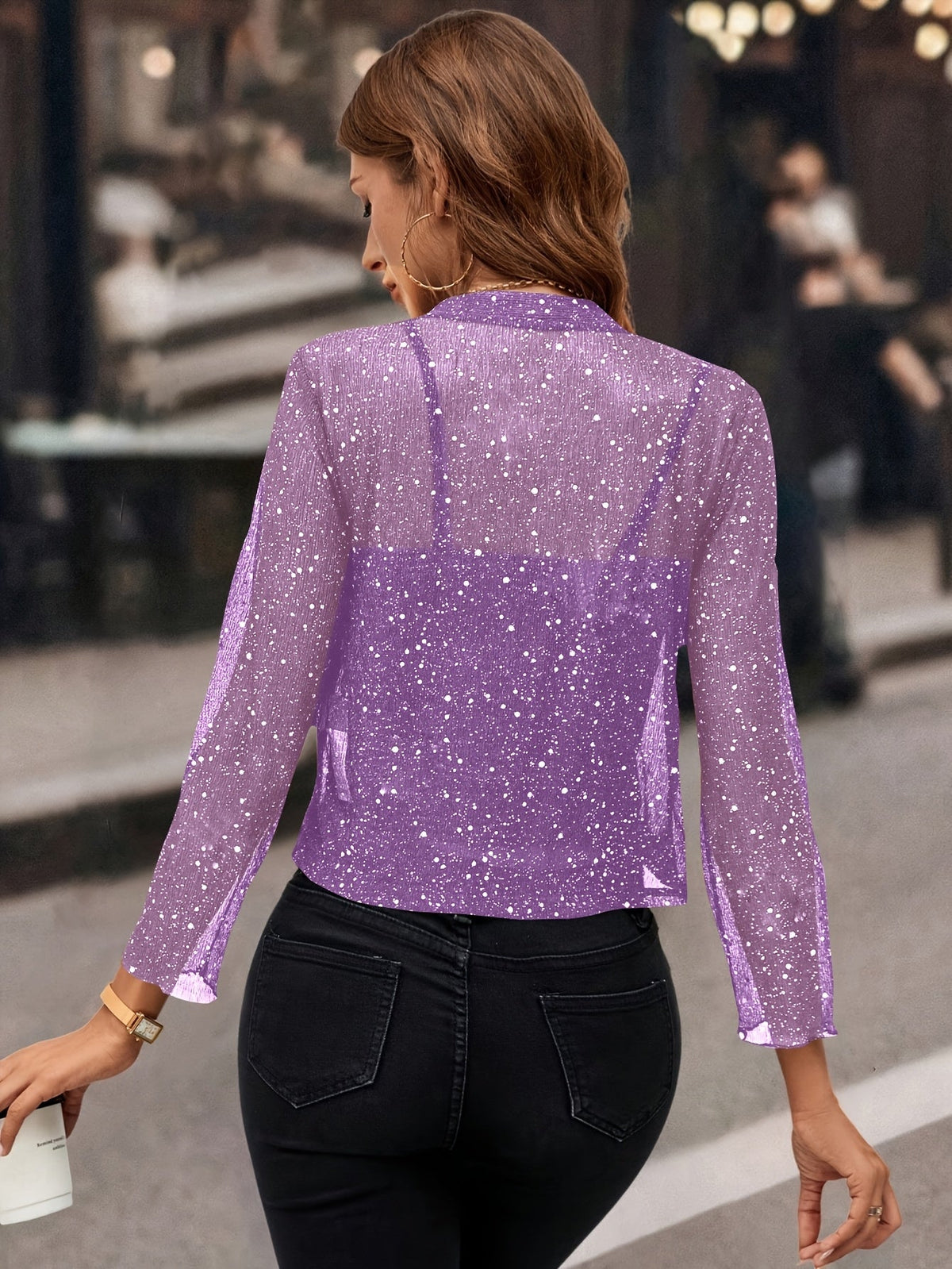 Aubrey | Shimmer Cropped Jacket With Open Front