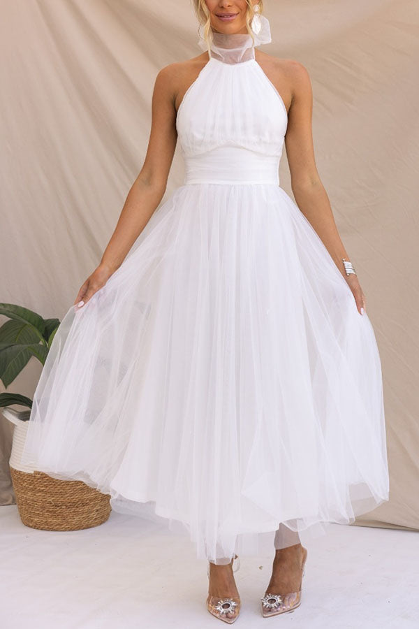 Scarlett | Tulle Halter A-Line Midi Dress