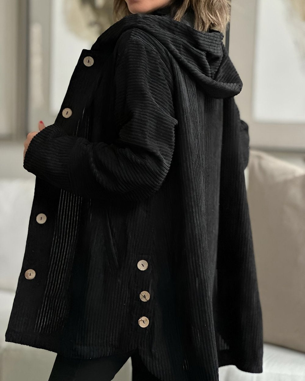 Martha | Hooded Longline Cardigan With Buttons