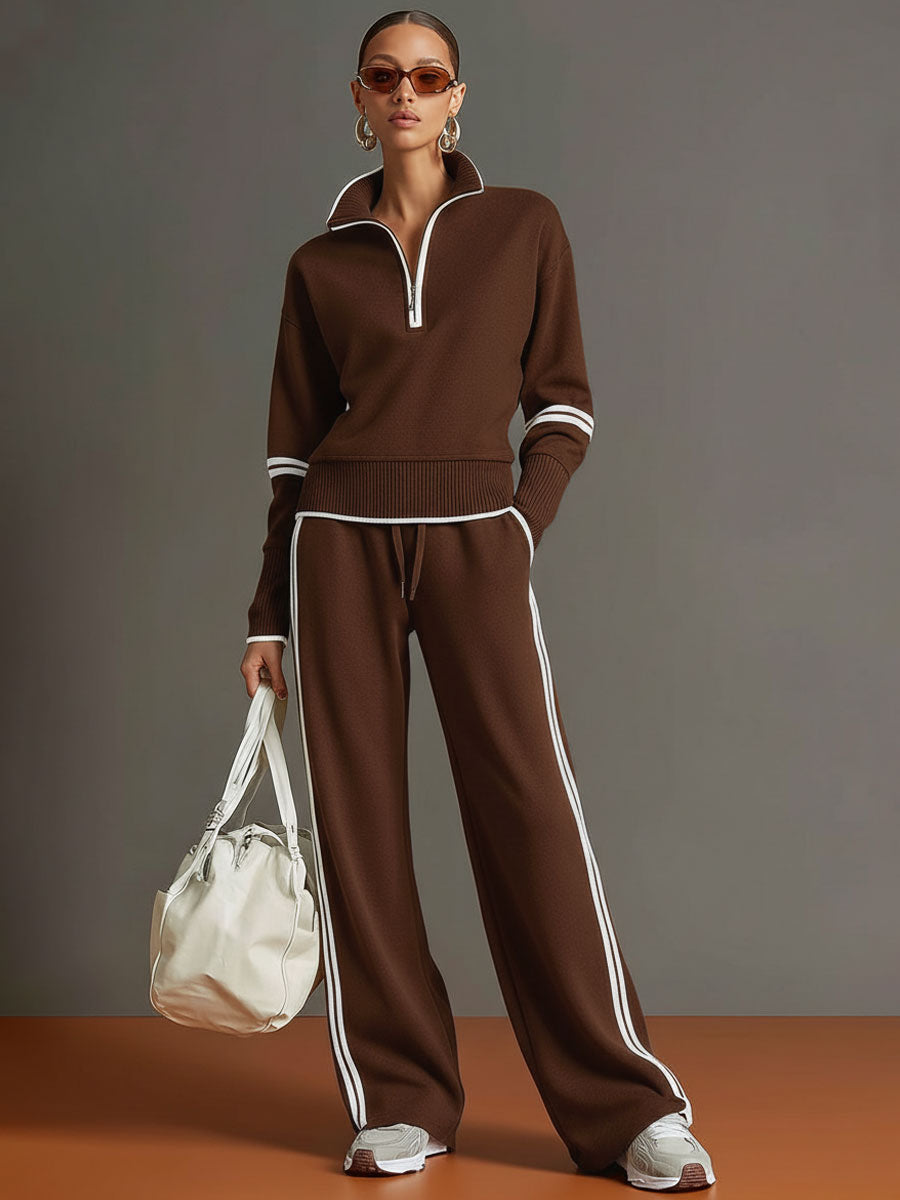 Alma | Half-Zip Top And Wide-Leg Pants Set