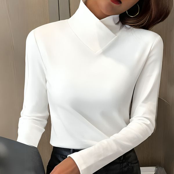 Stephanie | Soft-Touch Turtleneck With Crossover Collar