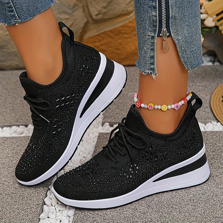 Lucia | Sparkle Wedge Sneakers With Lace-Up Front