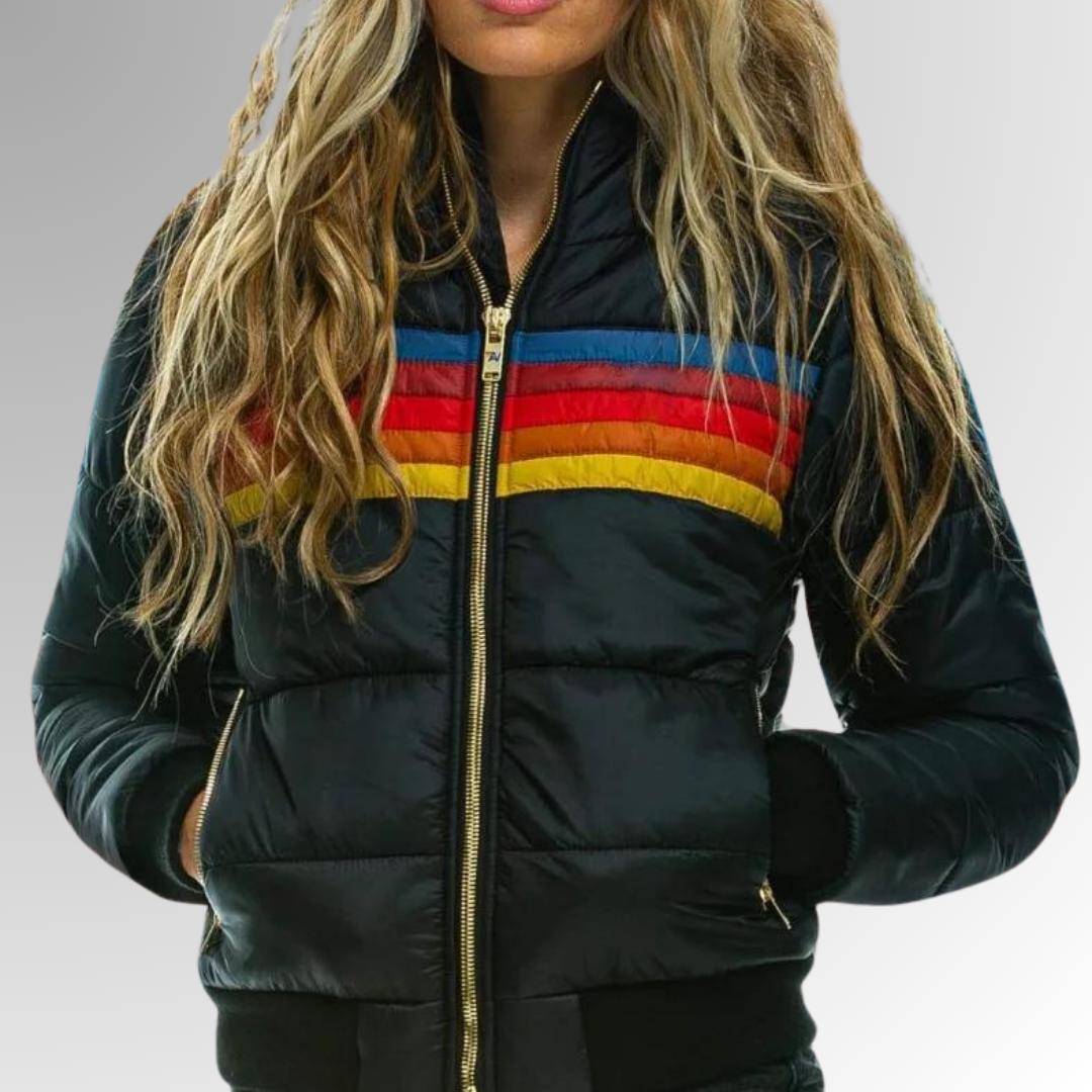 Cecilia | Retro Striped Puffer Jacket With Hood