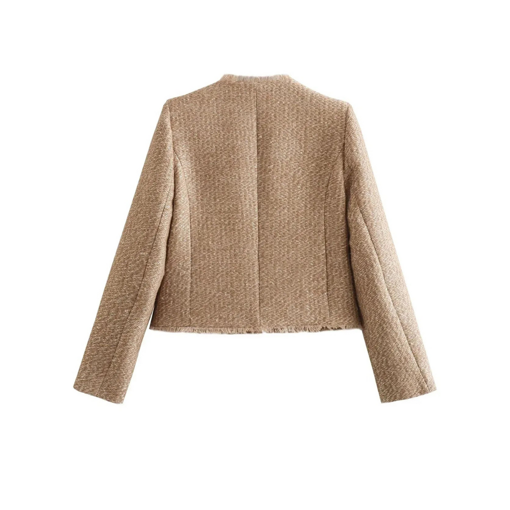 Julianne | Collarless Tweed Jacket With Gold-Tone Buttons