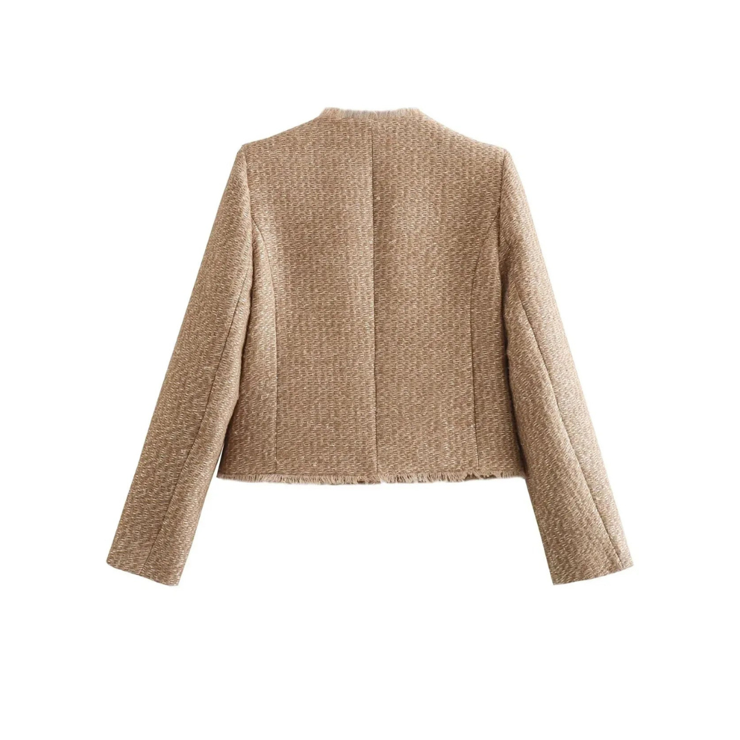 Julianne | Collarless Tweed Jacket With Gold-Tone Buttons