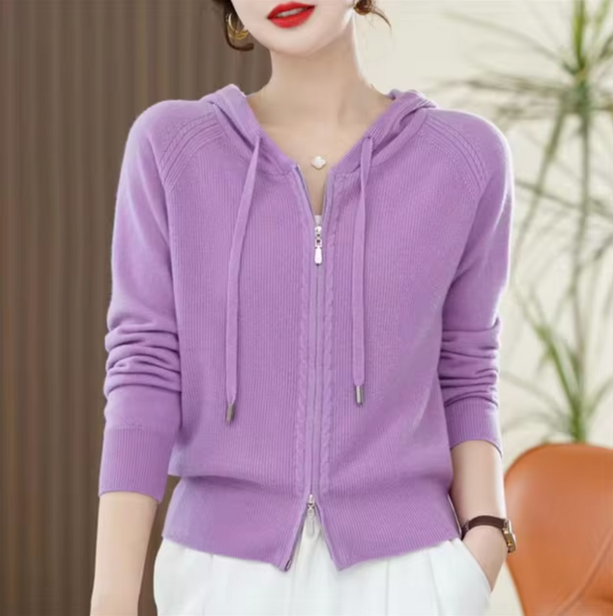 Kitty | Cashmere-Blend Knit Zip Hoodie