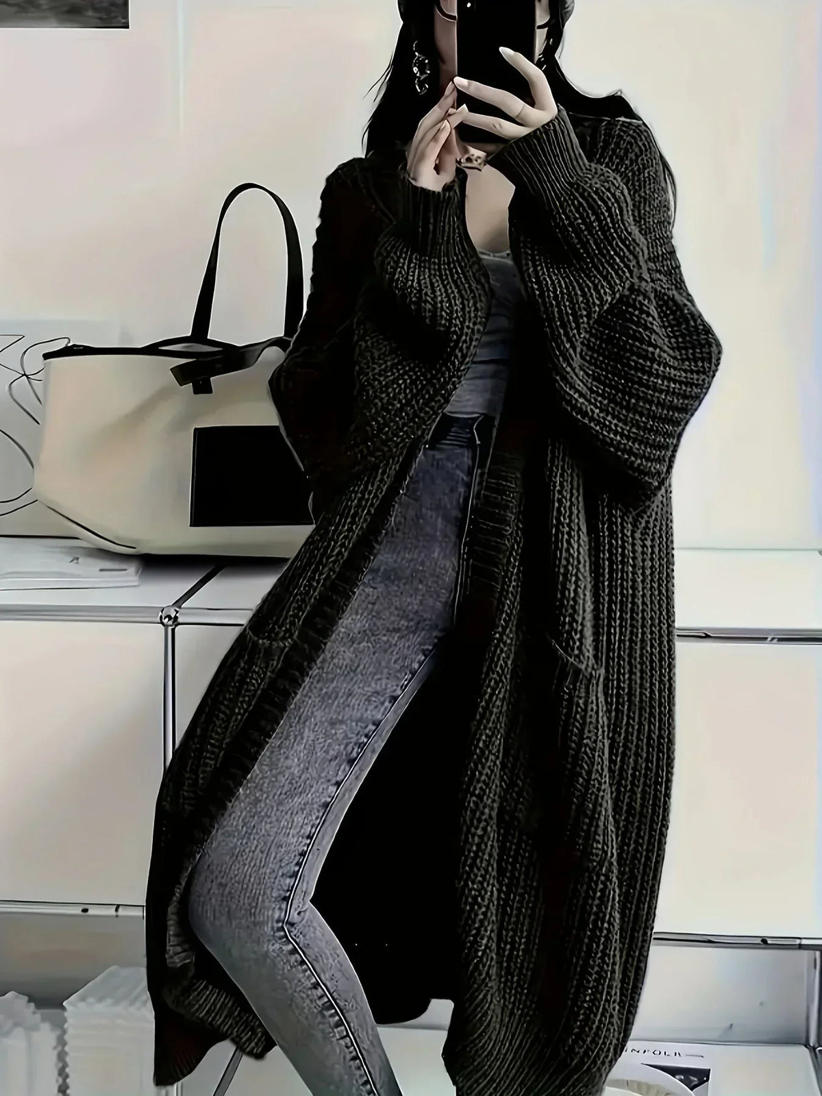 Hazel | Oversized Chunky Knit Longline Cardigan