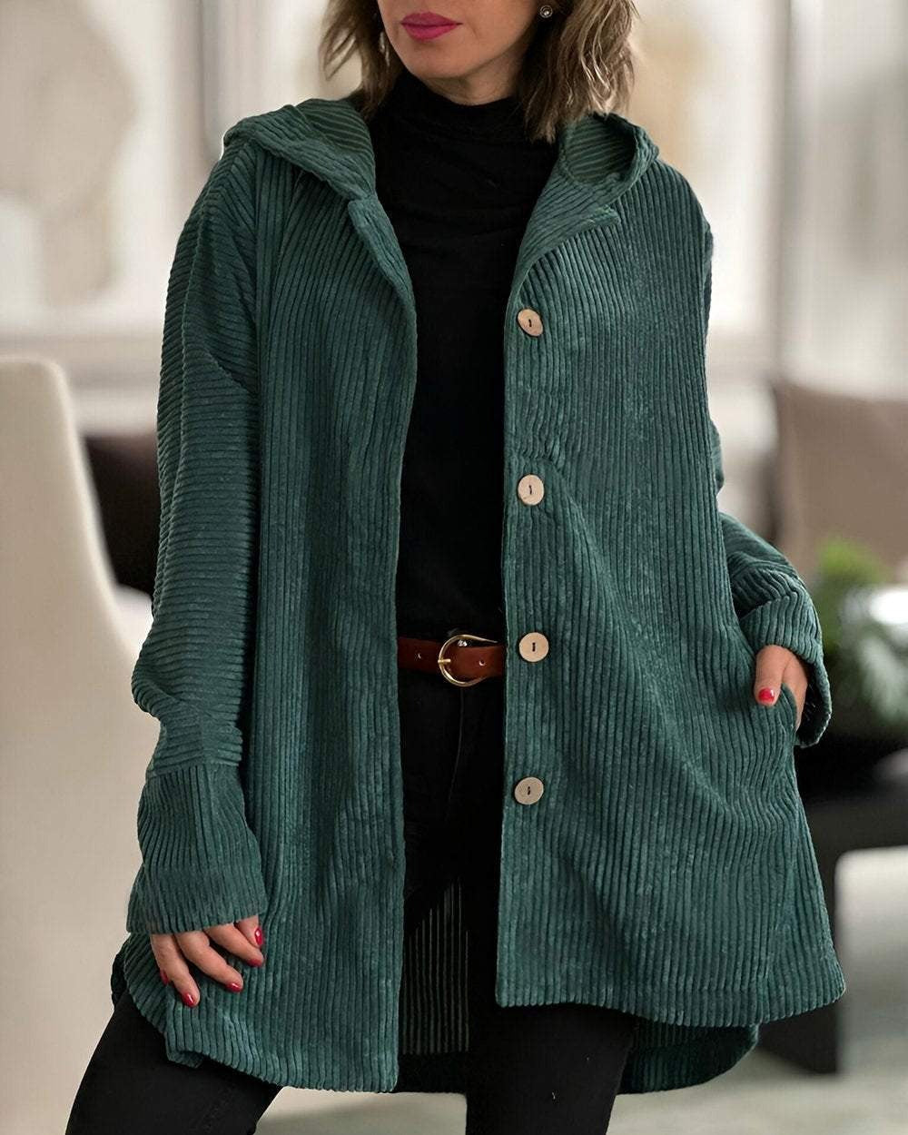 Martha | Hooded Longline Cardigan With Buttons