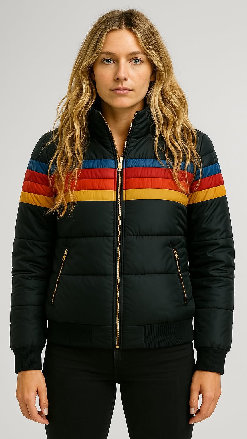 Cecilia | Retro Striped Puffer Jacket With Hood