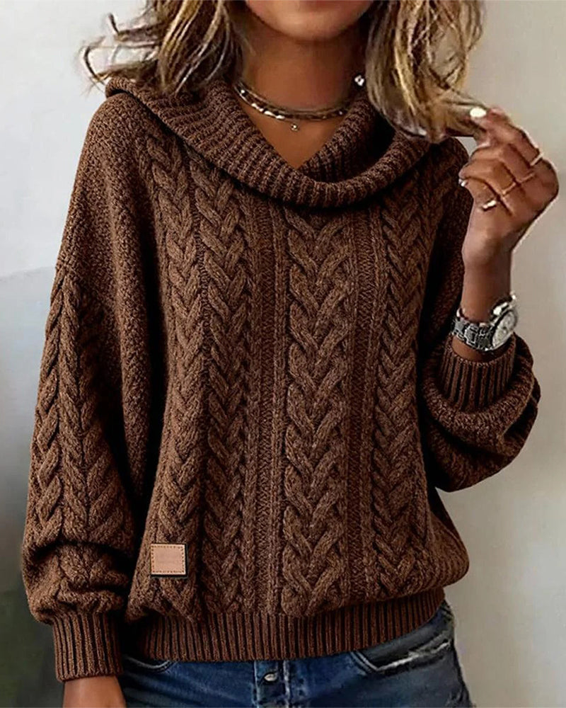 Margot | Cable Knit Sweater With Cowl Neck