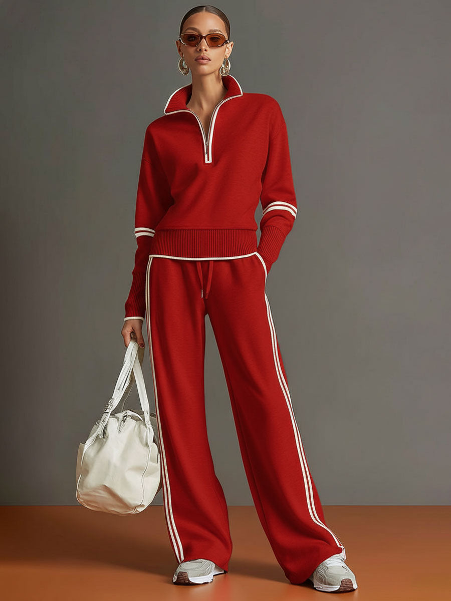 Alma | Half-Zip Top And Wide-Leg Pants Set