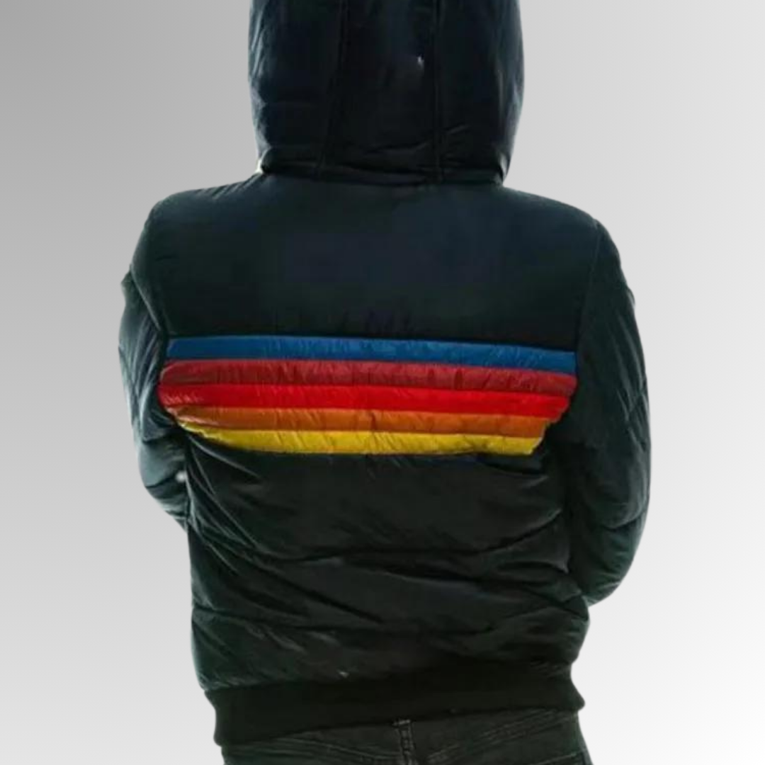 Cecilia | Retro Striped Puffer Jacket With Hood