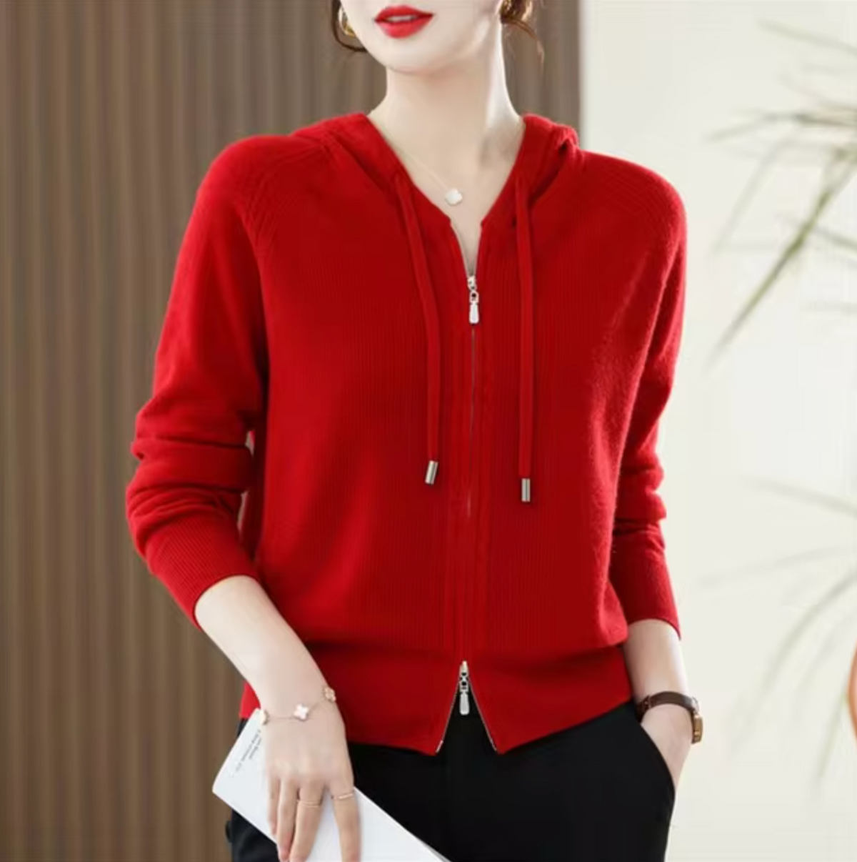Kitty | Cashmere-Blend Knit Zip Hoodie