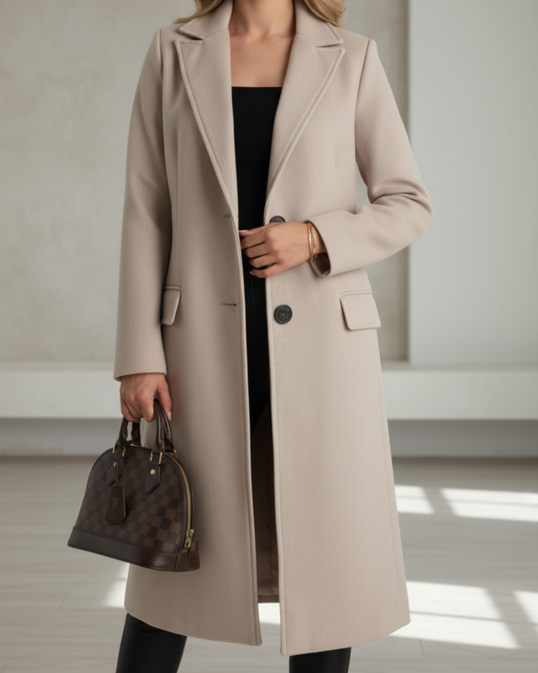 Cheryl | Longline Tailored Coat With Notch Lapels