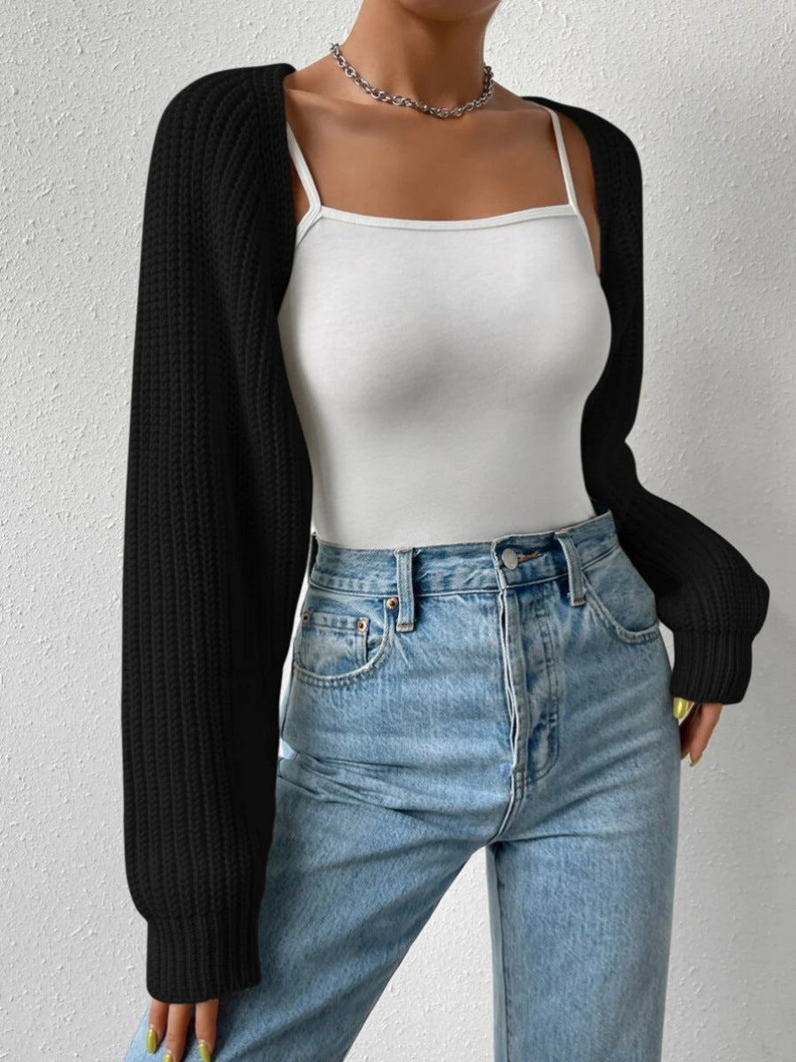 Pearl | Cropped Ribbed Knit Shrug Cardigan