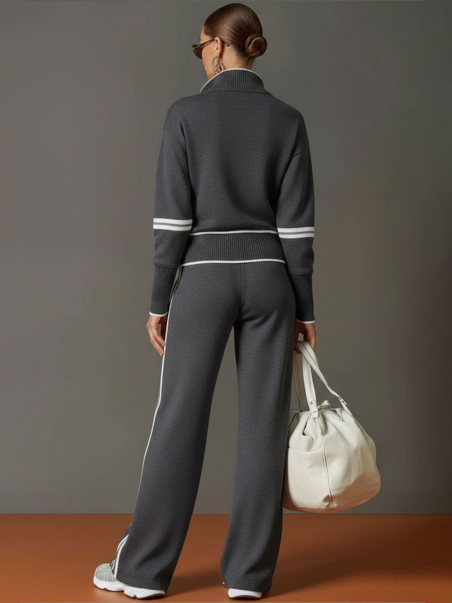 Alma | Half-Zip Top And Wide-Leg Pants Set
