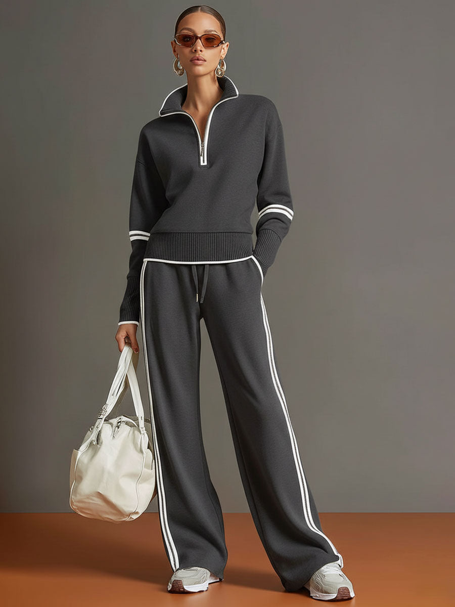 Alma | Half-Zip Top And Wide-Leg Pants Set