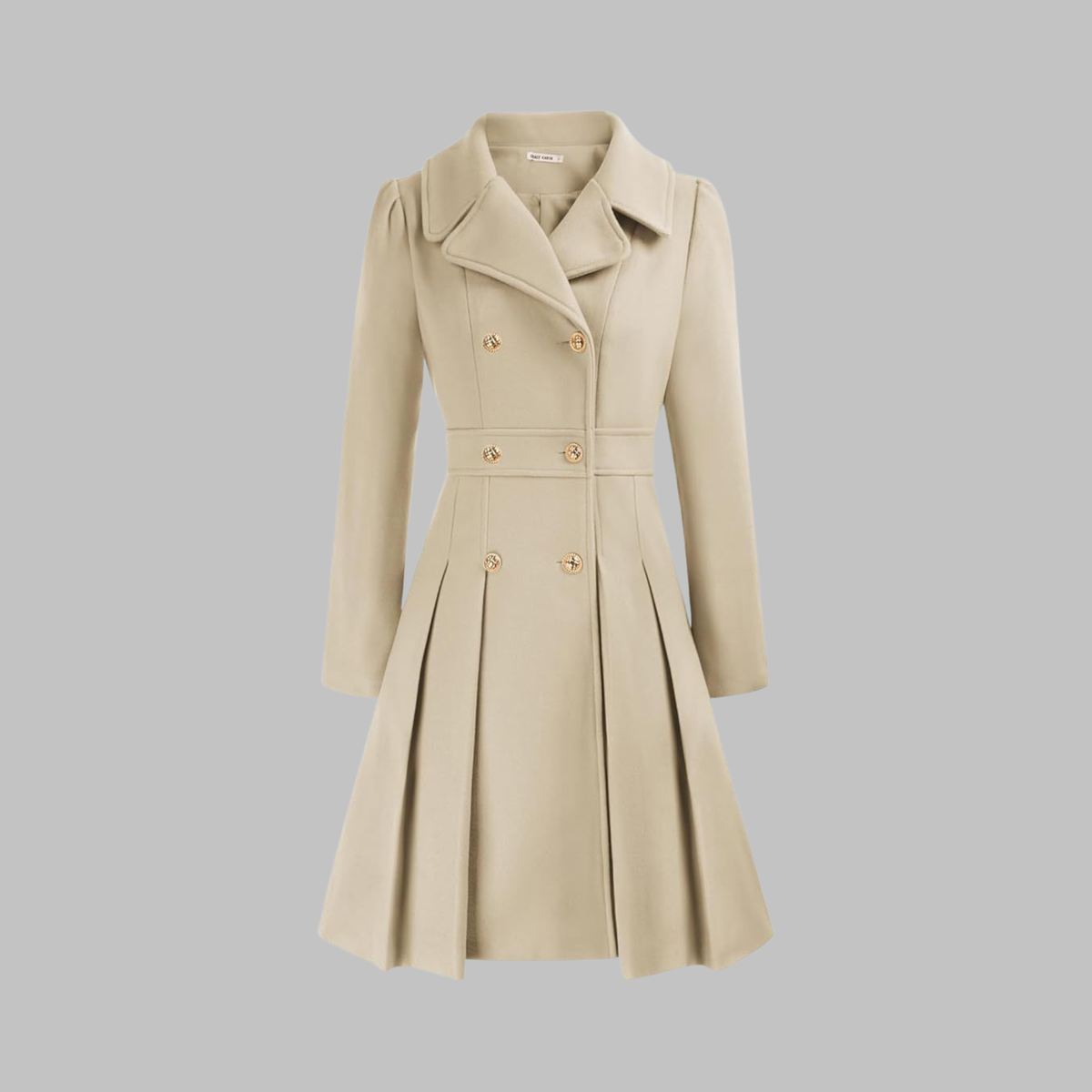 Celine | Double-Breasted Coat With Pleated Skirt