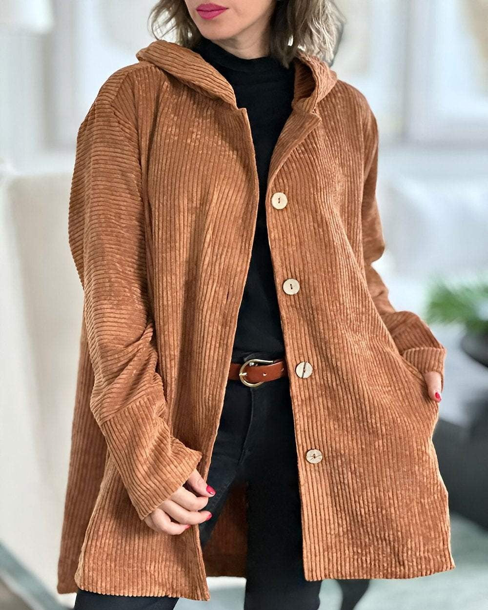Martha | Hooded Longline Cardigan With Buttons