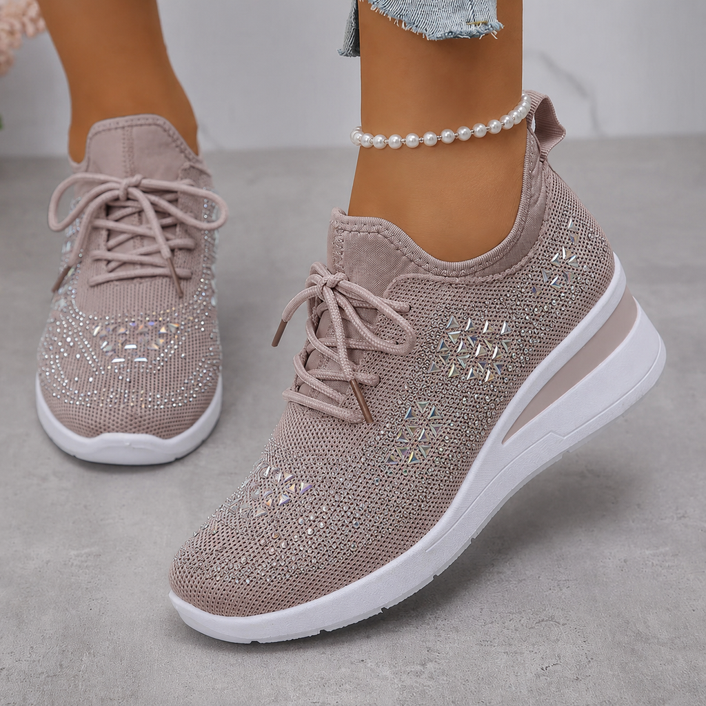 Lucia | Sparkle Wedge Sneakers With Lace-Up Front