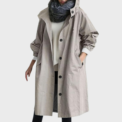 Alina | Lightweight Hooded Coat With Button Front