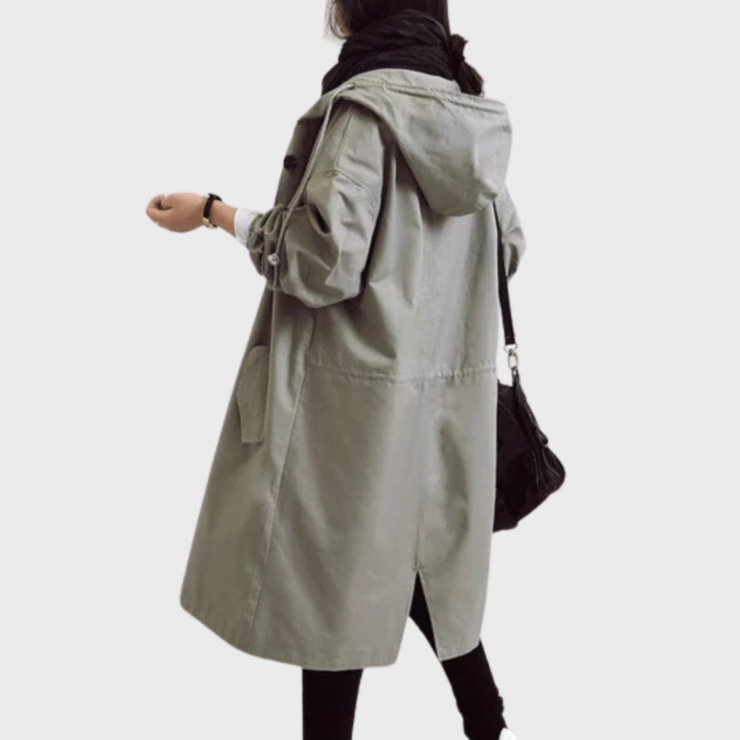 Alina | Lightweight Hooded Coat With Button Front