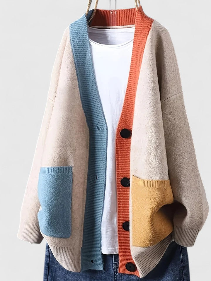 Meadow | Colorblock Cardigan With Patch Pockets