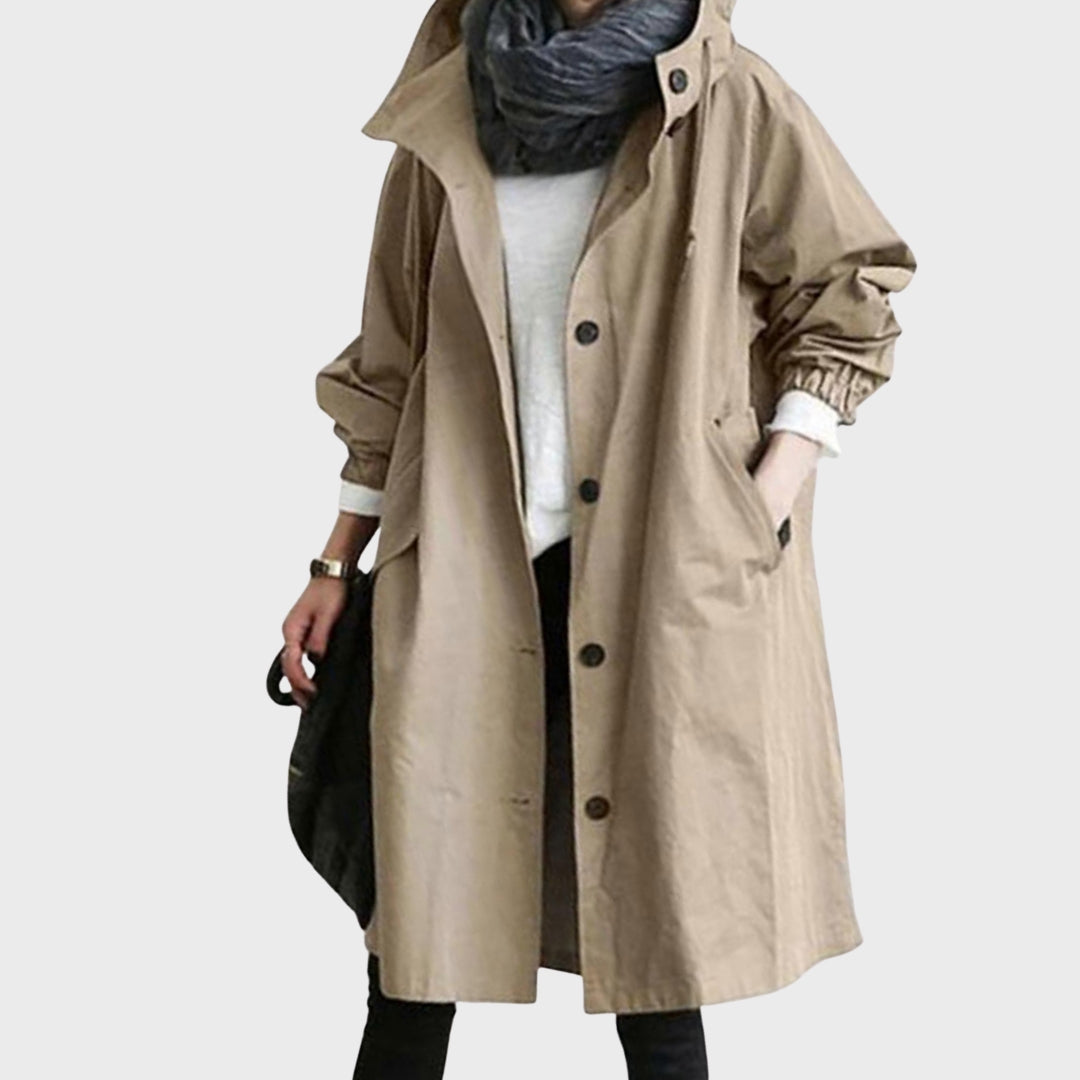 Alina | Lightweight Hooded Coat With Button Front