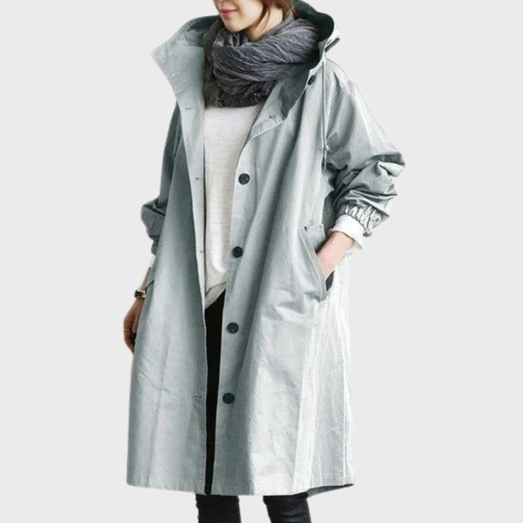 Alina | Lightweight Hooded Coat With Button Front
