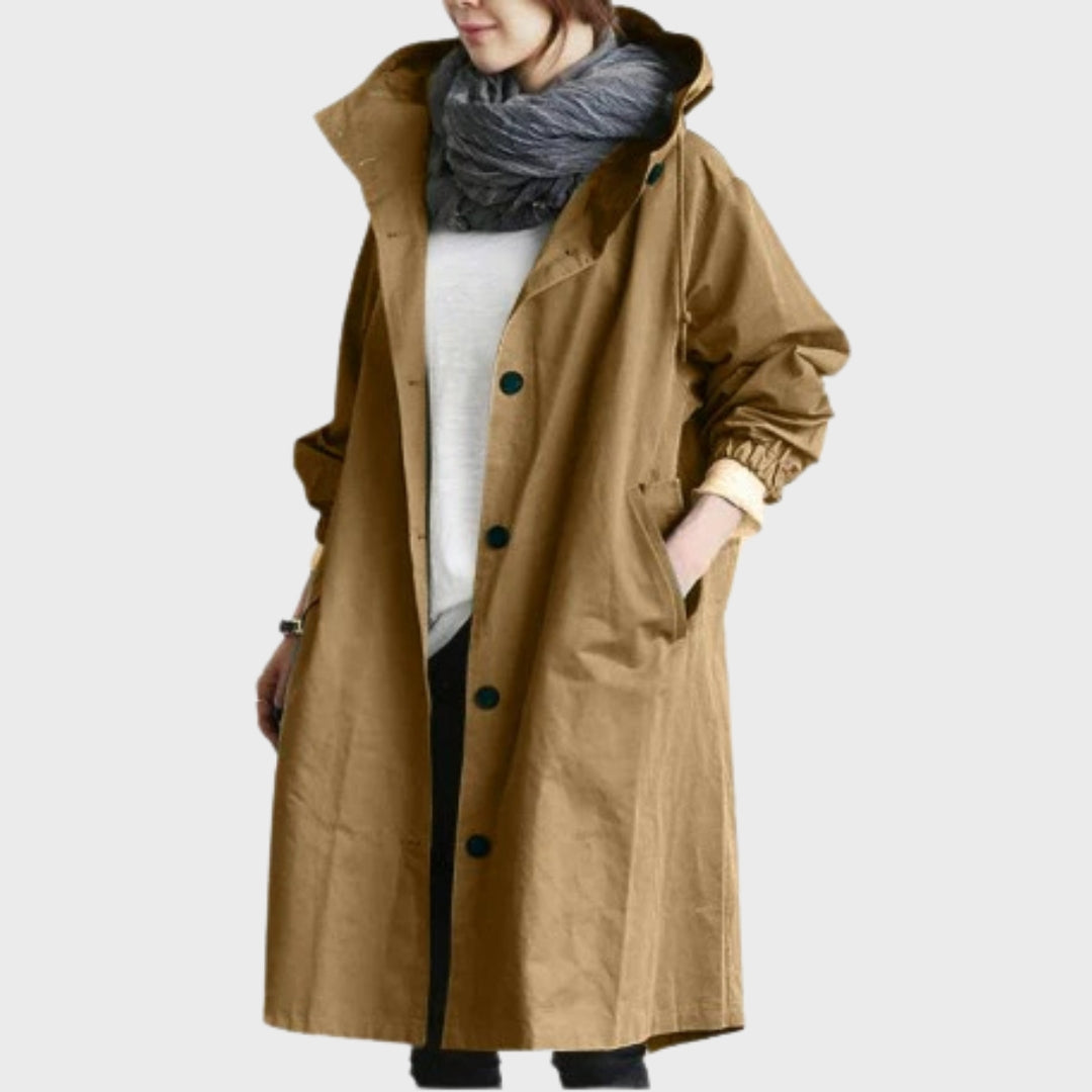 Alina | Lightweight Hooded Coat With Button Front