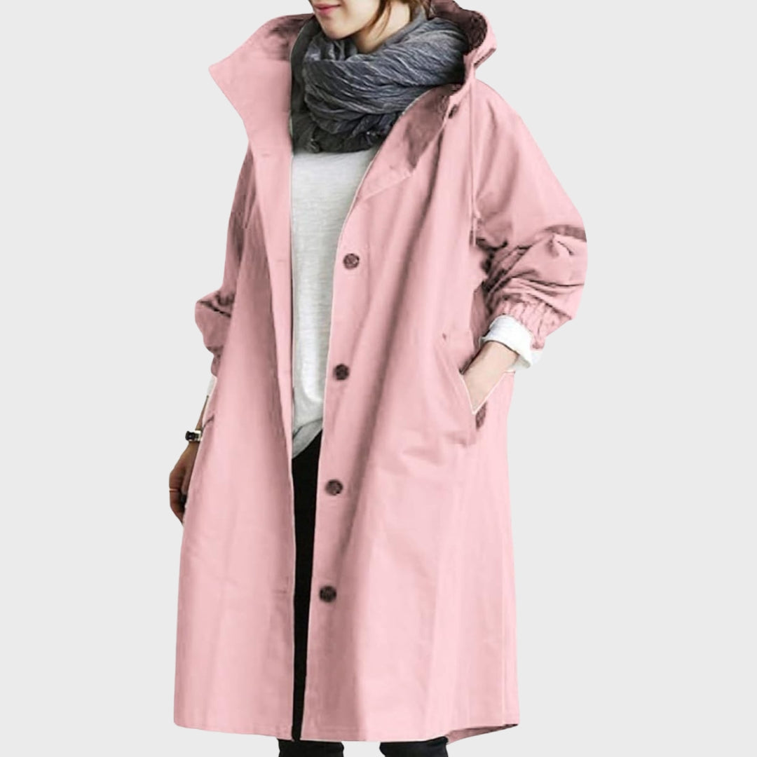 Alina | Lightweight Hooded Coat With Button Front