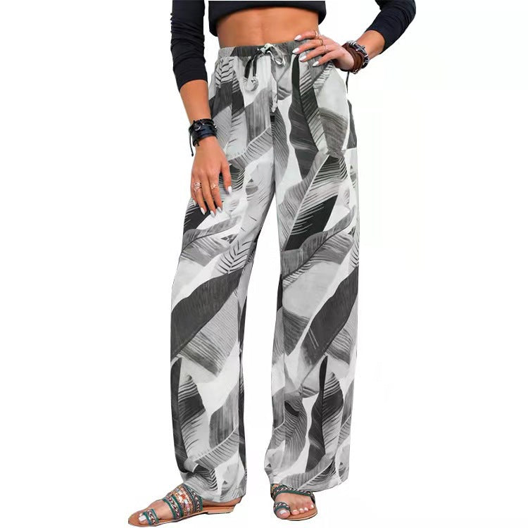 Magnolia | Leaf Print Wide-Leg Pants