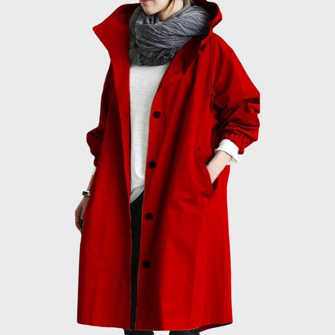 Alina | Lightweight Hooded Coat With Button Front