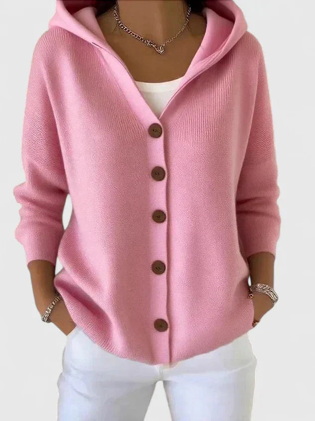 Eliana | Button-Up Hooded Knit Cardigan