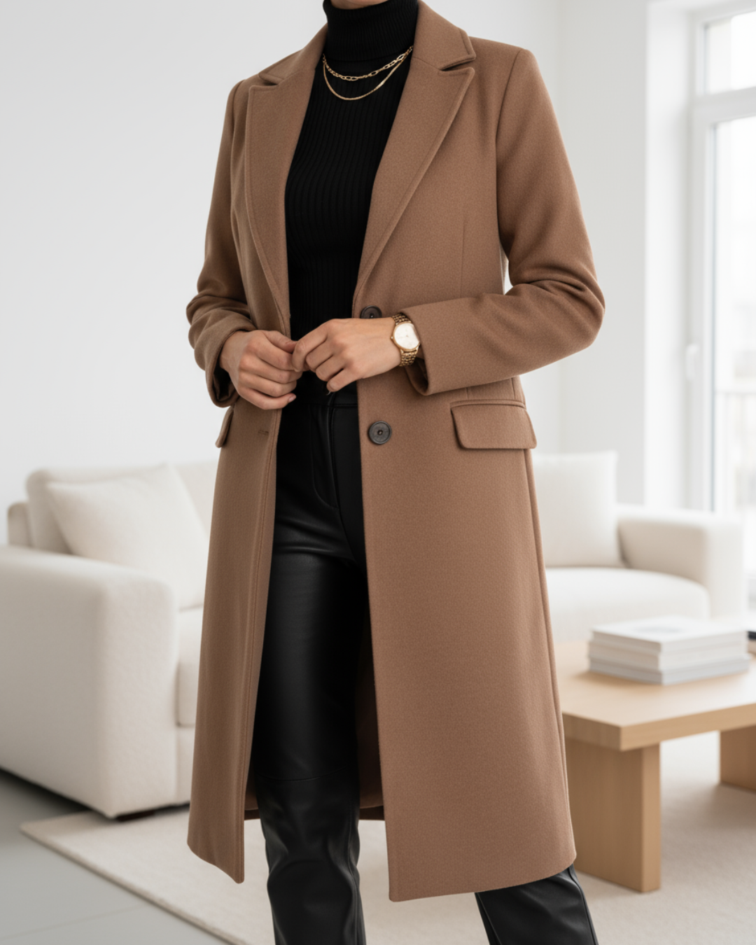 Cheryl | Longline Tailored Coat With Notch Lapels