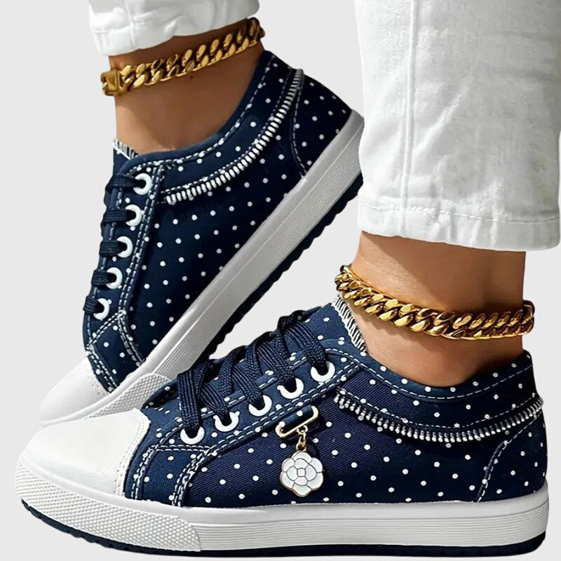 Theodora | Lace-Up Polka Dot Platform Sneakers