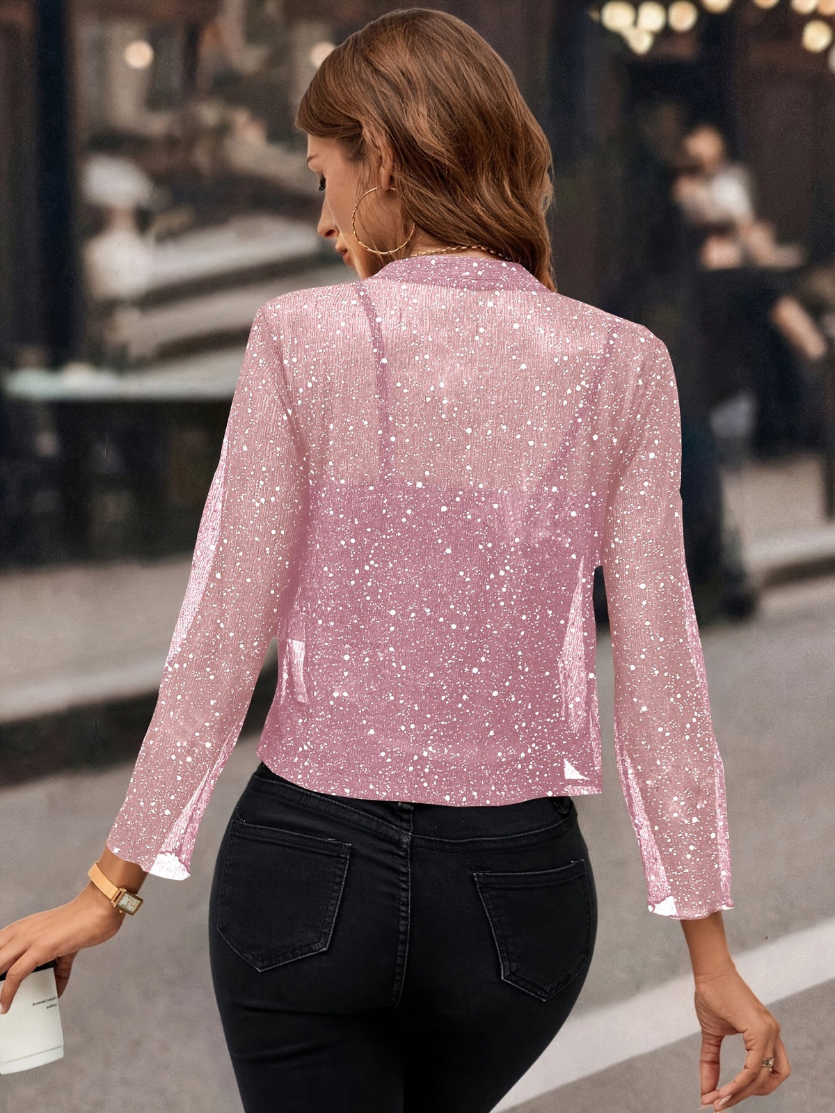Aubrey | Shimmer Cropped Jacket With Open Front