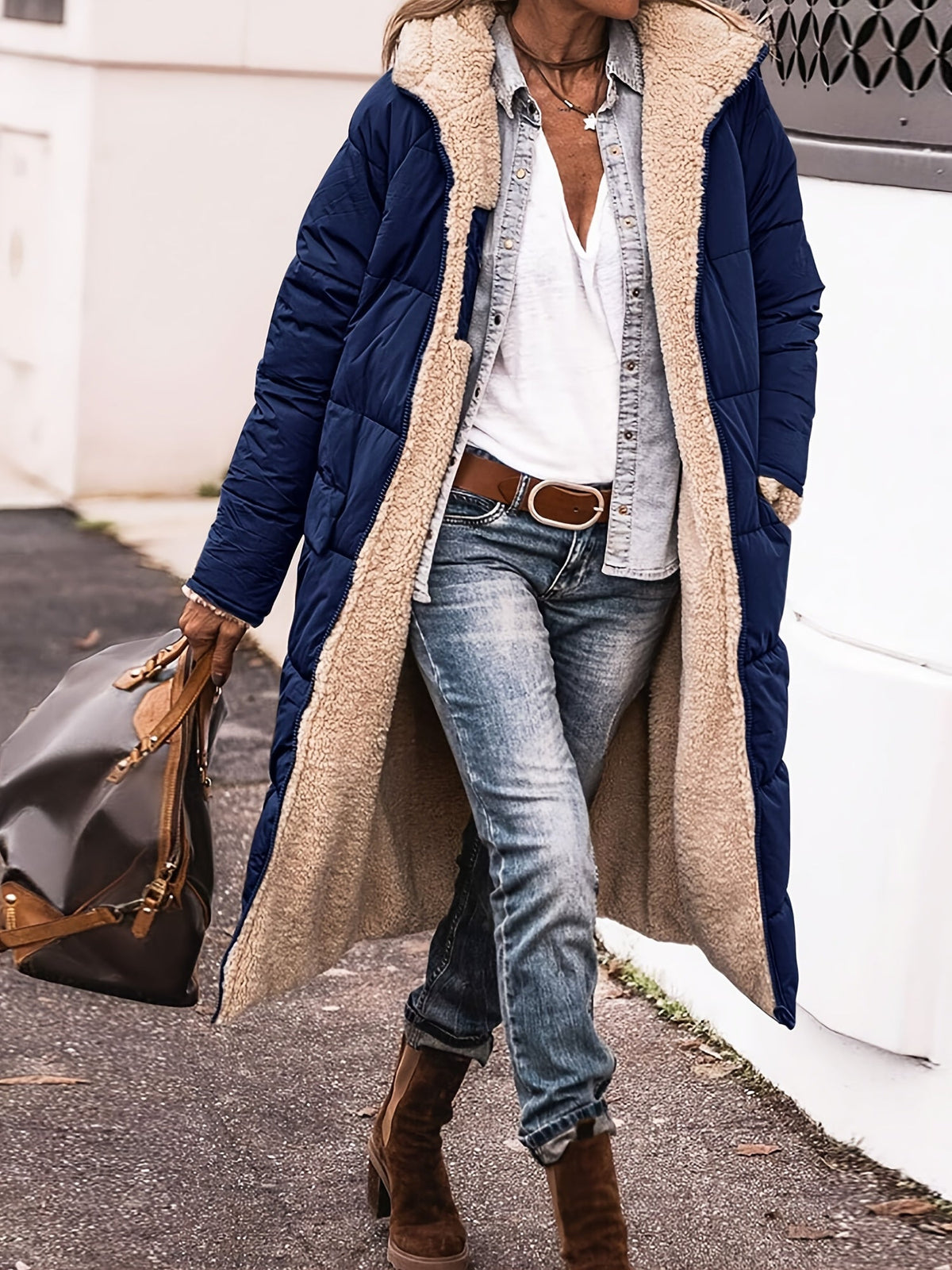 Dinah | Long Hooded Quilted Coat With Plush Lining