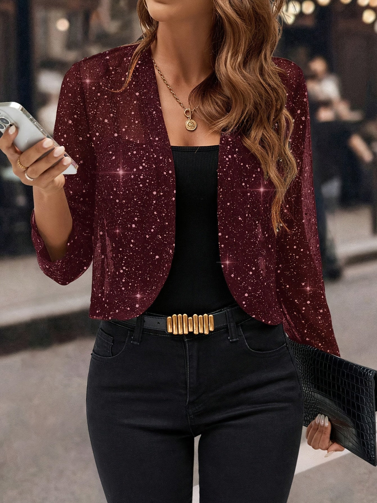 Aubrey | Shimmer Cropped Jacket With Open Front