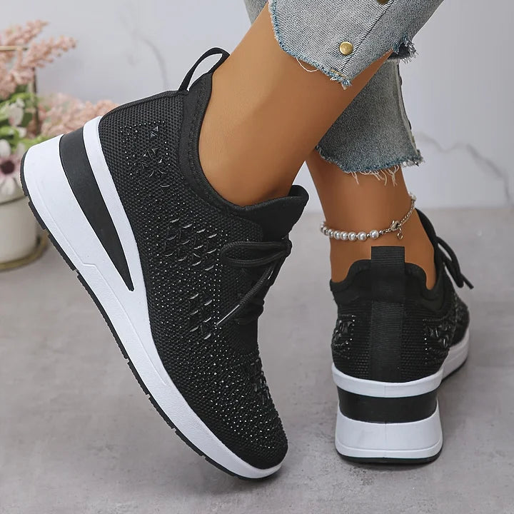 Lucia | Sparkle Wedge Sneakers With Lace-Up Front