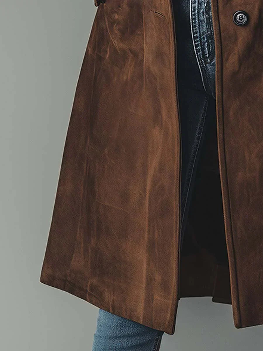 Annabel | Vintage Faux Suede Trench Coat