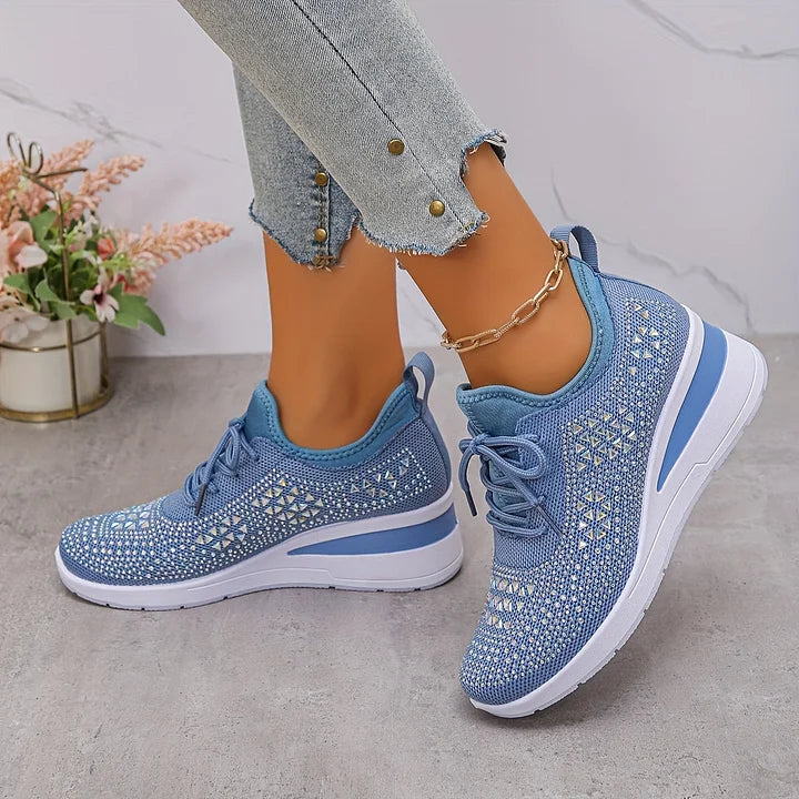 Lucia | Sparkle Wedge Sneakers With Lace-Up Front