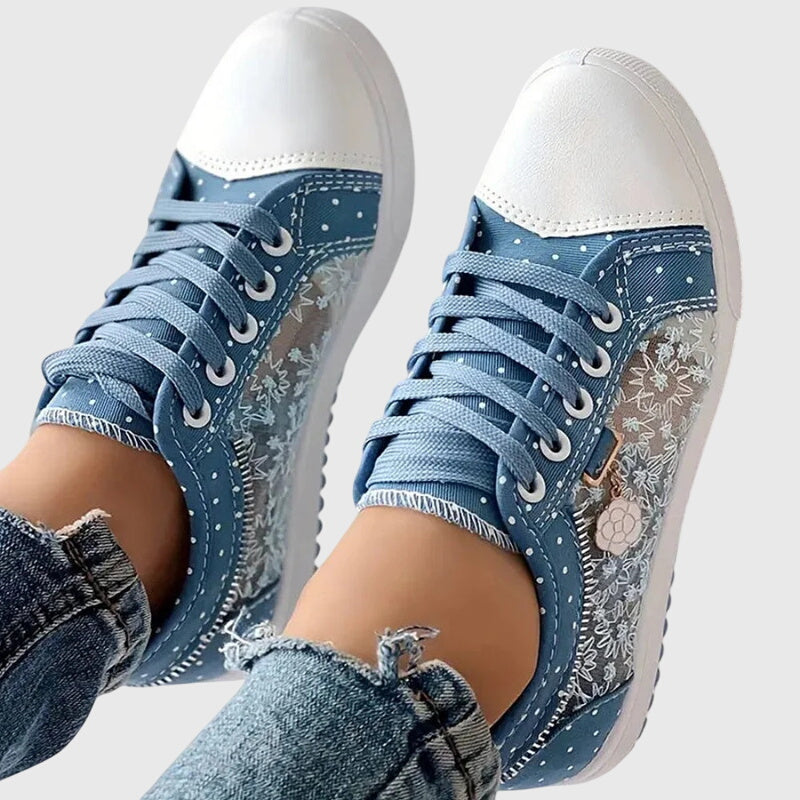 Theodora | Lace-Up Polka Dot Platform Sneakers