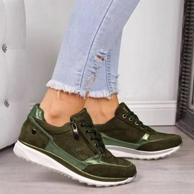 Margaret | Lace-Up Sneakers With Side Zipper